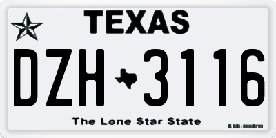 TX license plate DZH3116