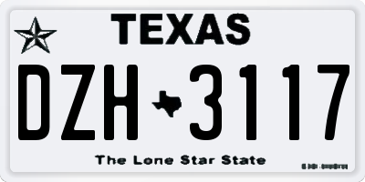 TX license plate DZH3117
