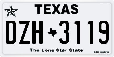 TX license plate DZH3119