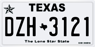 TX license plate DZH3121
