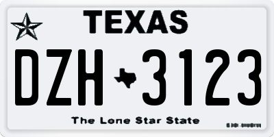 TX license plate DZH3123