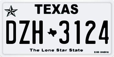 TX license plate DZH3124