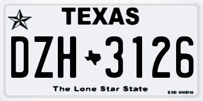 TX license plate DZH3126