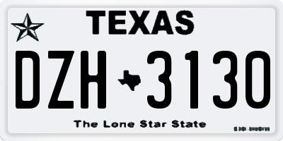 TX license plate DZH3130
