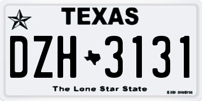 TX license plate DZH3131