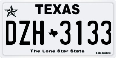 TX license plate DZH3133