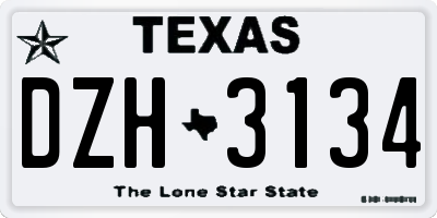 TX license plate DZH3134