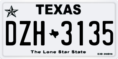 TX license plate DZH3135