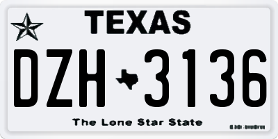 TX license plate DZH3136