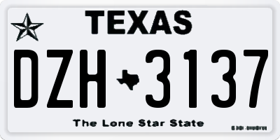 TX license plate DZH3137
