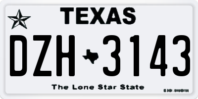 TX license plate DZH3143