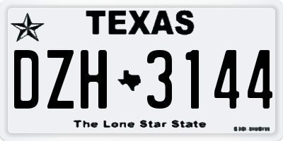 TX license plate DZH3144