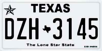 TX license plate DZH3145