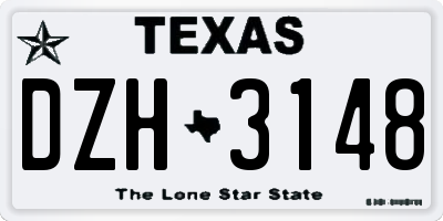 TX license plate DZH3148