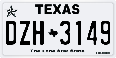 TX license plate DZH3149