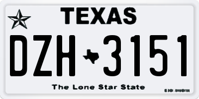 TX license plate DZH3151