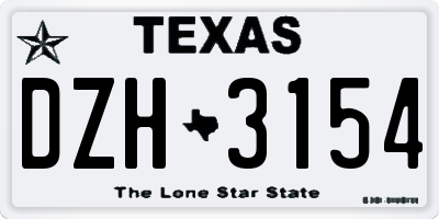 TX license plate DZH3154