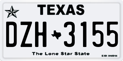 TX license plate DZH3155
