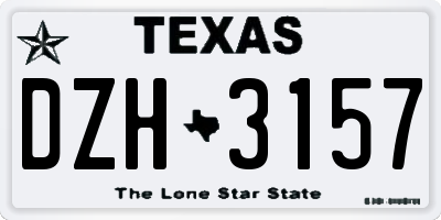 TX license plate DZH3157