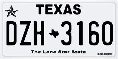 TX license plate DZH3160