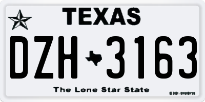 TX license plate DZH3163