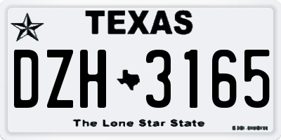 TX license plate DZH3165