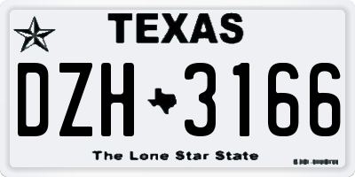 TX license plate DZH3166