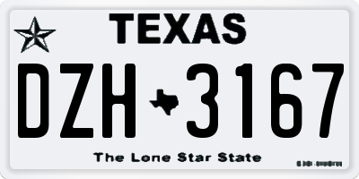 TX license plate DZH3167