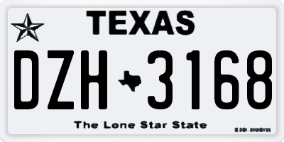 TX license plate DZH3168