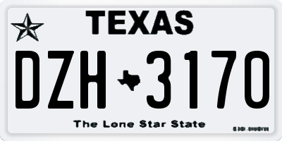 TX license plate DZH3170