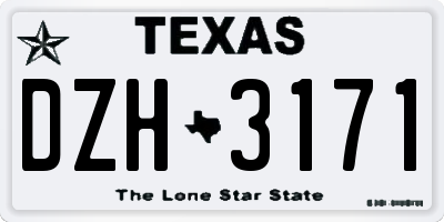 TX license plate DZH3171