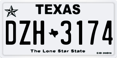 TX license plate DZH3174