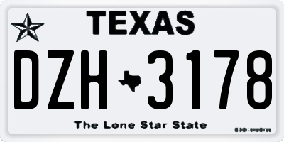 TX license plate DZH3178