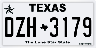 TX license plate DZH3179