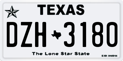 TX license plate DZH3180