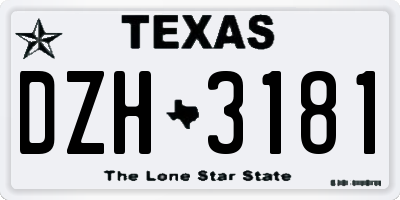 TX license plate DZH3181