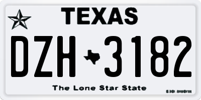 TX license plate DZH3182