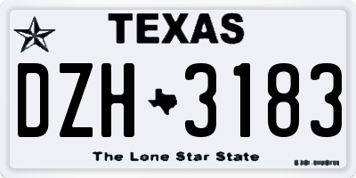 TX license plate DZH3183