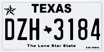 TX license plate DZH3184