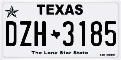 TX license plate DZH3185