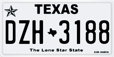 TX license plate DZH3188