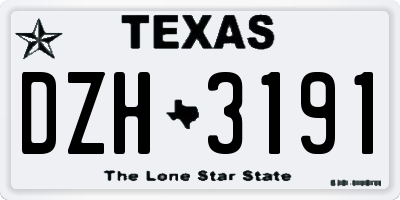 TX license plate DZH3191