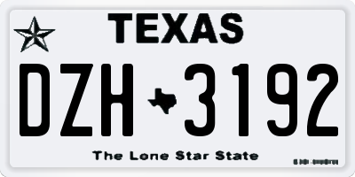TX license plate DZH3192