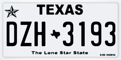 TX license plate DZH3193
