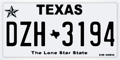 TX license plate DZH3194