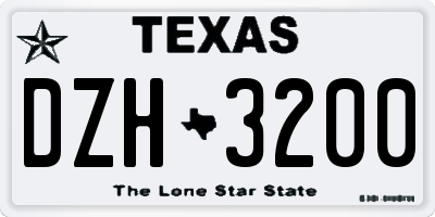 TX license plate DZH3200