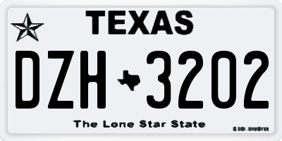 TX license plate DZH3202