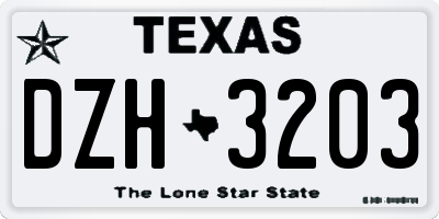 TX license plate DZH3203