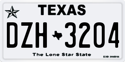 TX license plate DZH3204