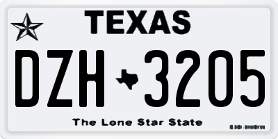 TX license plate DZH3205